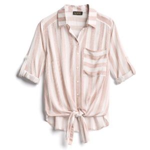 VIXBE striped tie front top size small women